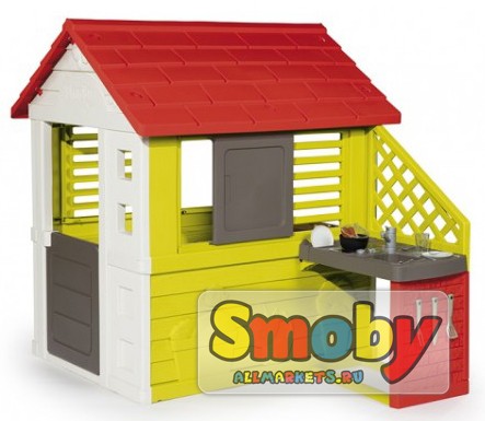 Игровой домик Smoby с кухней, красный | арт: SM810702