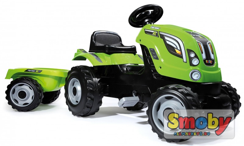 Трактор педальный Smoby XL с прицепом, зеленый | арт: SM710111