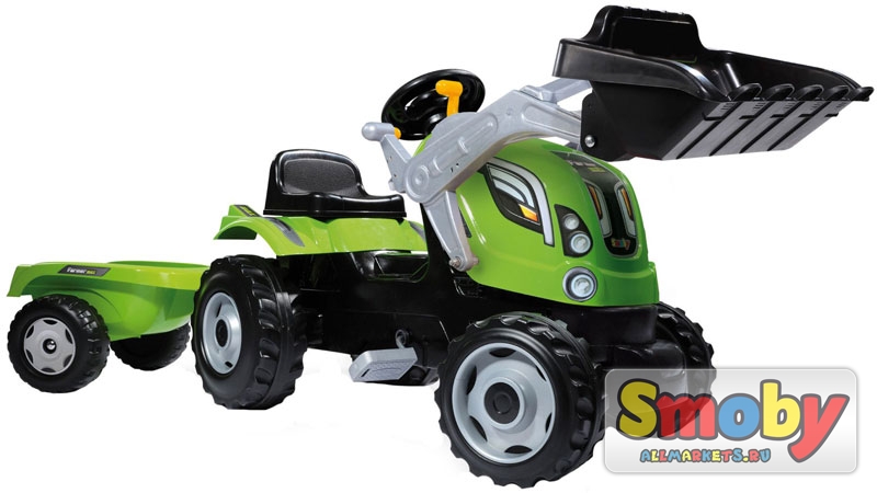 Трактор педальный строительный Smoby с прицепом, зеленый | арт: SM710109